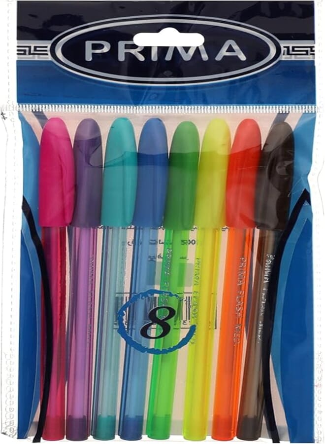 Prima Flash Ballpoint Pen Set of 8 Assorted Colors